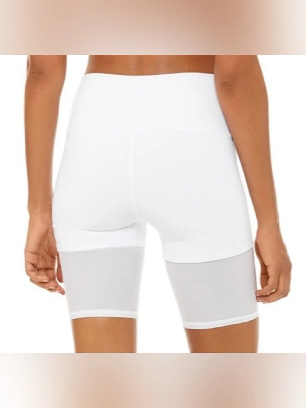 Alo Yoga High Waist Lavish Short Mesh White Size L